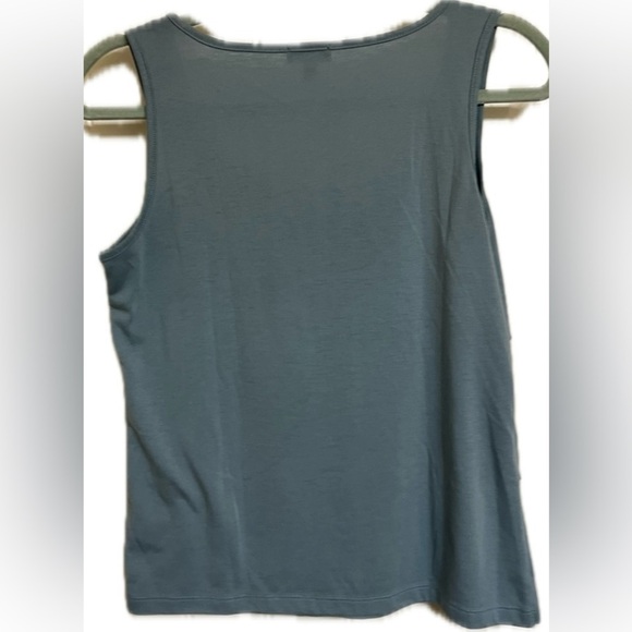 Talbots Tank Shirt Sleeveless Ruffle Blouse Blue Women's Size S Petite - Picture 3 of 3